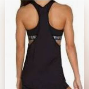 NWT NFINITY Adult Tank Top with Built in Sports Bra Black and Green.Size Large